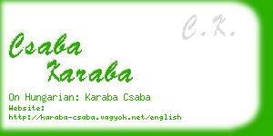 csaba karaba business card